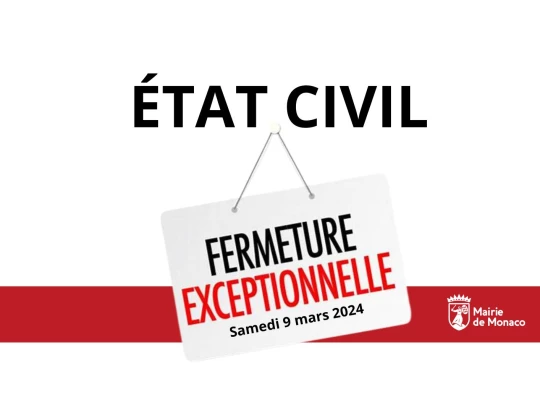 Aperçu de l'actualité Fermeture de l'Etat Civil samedi 9 mars 2024