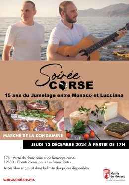 Affiche de l'événement Soirée Corse au Marché de la Condamine