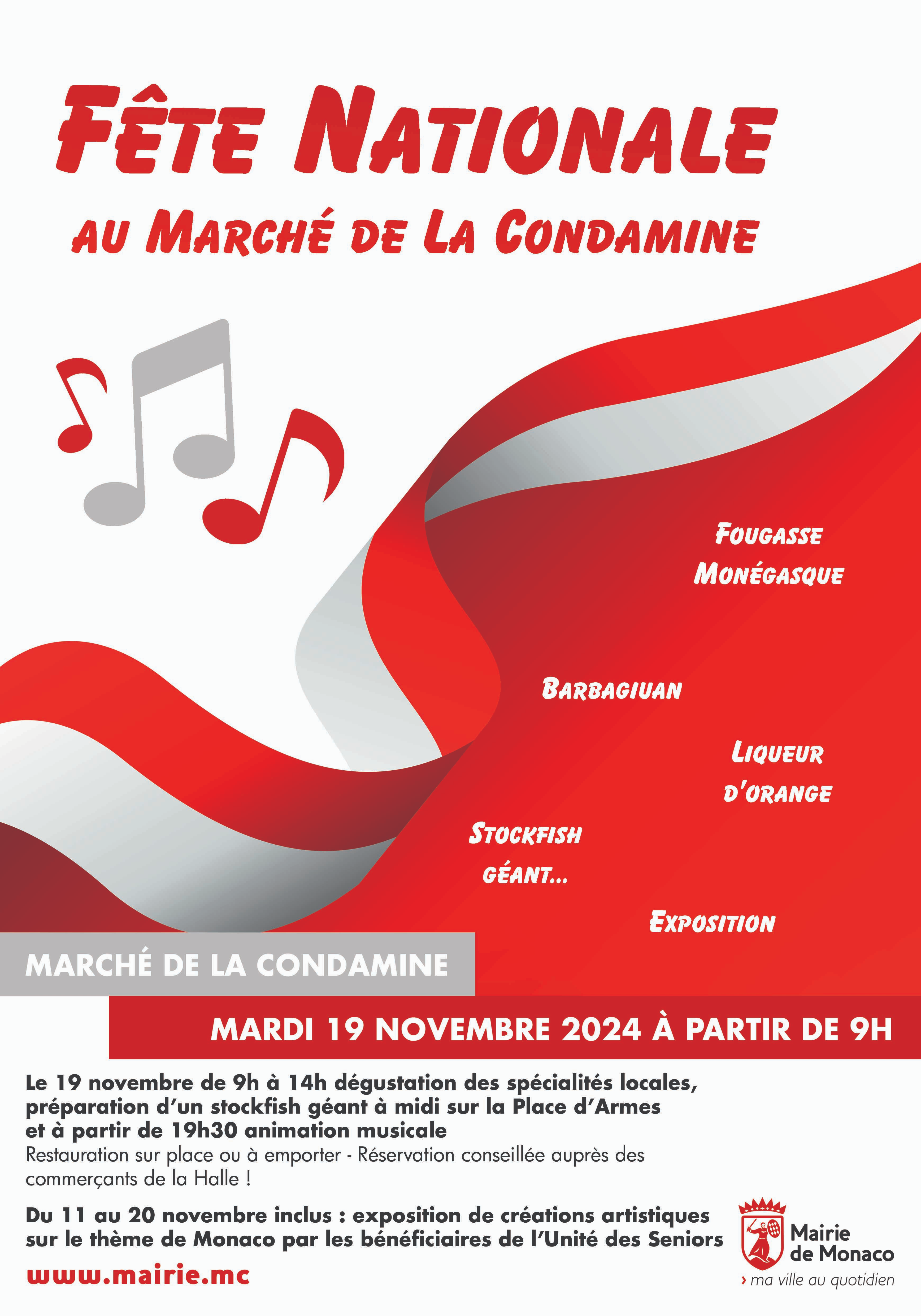 Affiche de l'événement Fête Nationale au Marché de la Condamine